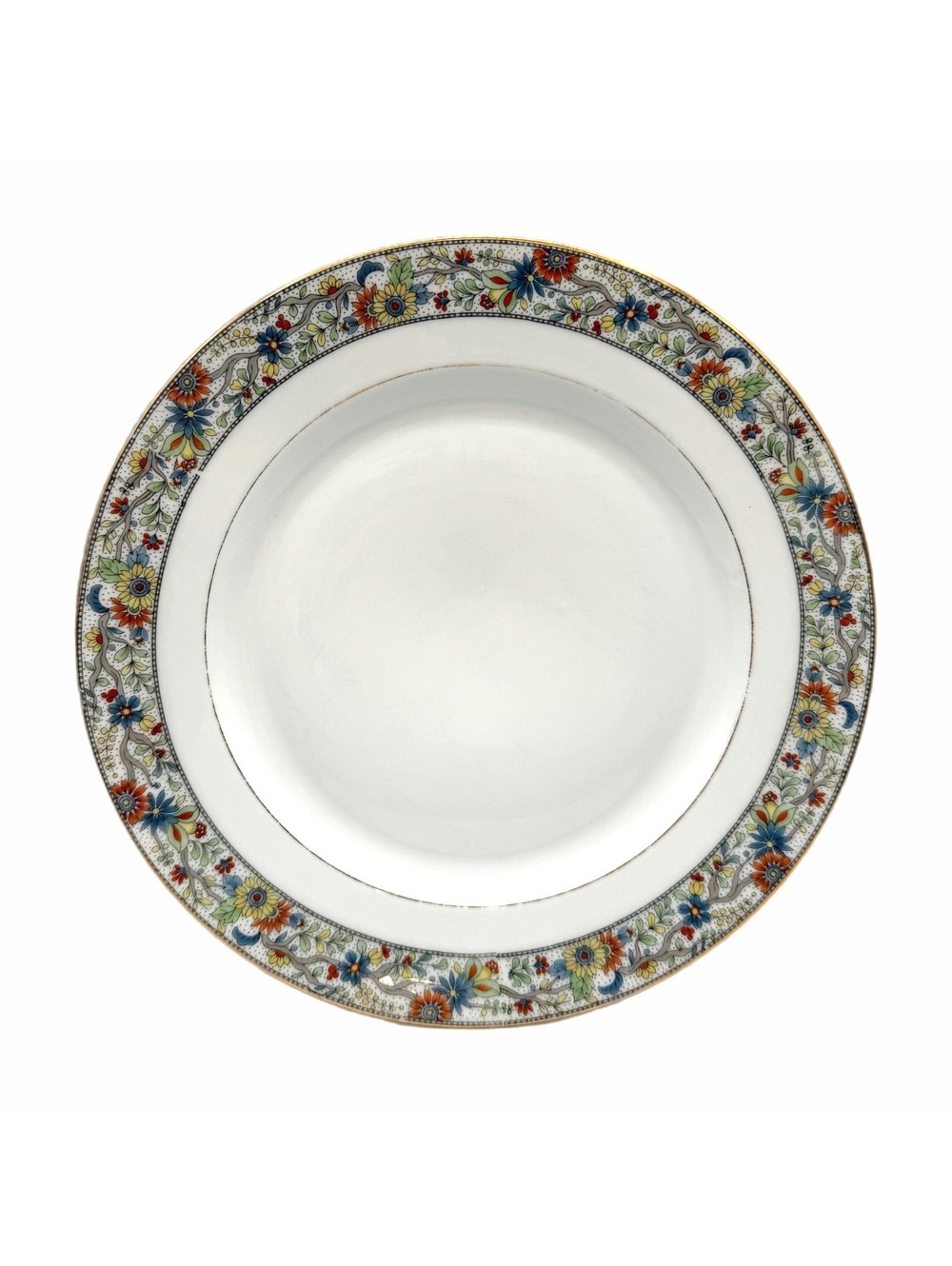 Antique Fraureuth The Elrae 9.5” Dinner Plate – Germany – Multicolor Floral Rim